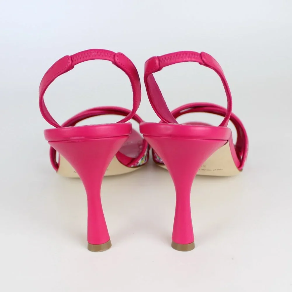 NEW MANOLO BLAHNIK Floral Leather Slingback Sandals - Work to Dinner Summer Heel - Picture 10 of 13